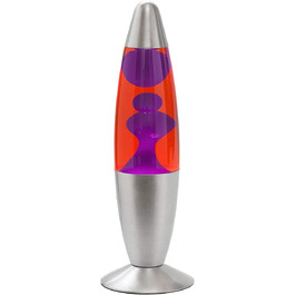 КРУТІ ПОДАРУНКИ Настільна лампа лава, 35 см, червоно-фіолетова, з вимикачем, включає лампочку E14, плазмові лампи, магму, кольорову медузу червоно-бузкового кольору