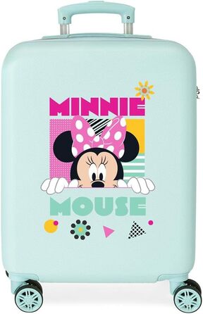 Геометрична бірюзова валіза Disney Minnie 38 x 55 x 20 см, жорстка ABS, бічний кодовий замок, 35 л, 2 кг, 4 подвійні колеса, ручна поклажа