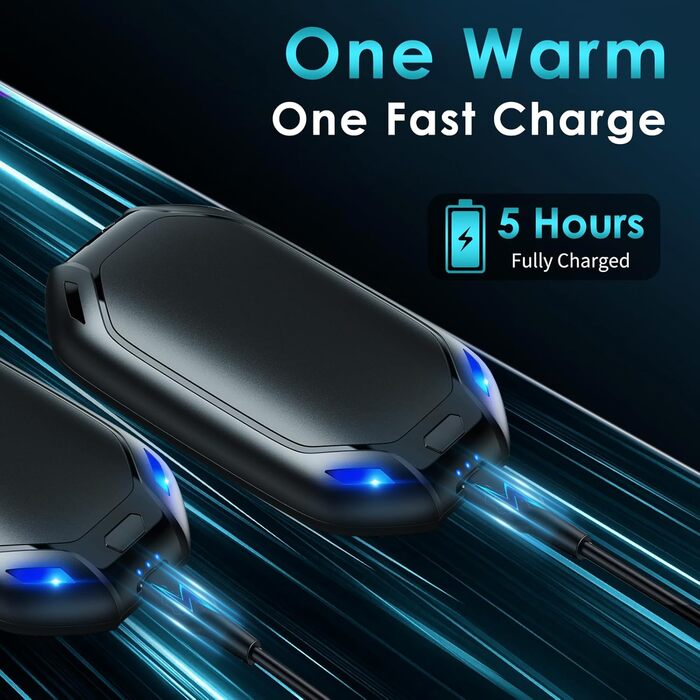 Електричний нагрівач для рук, 2 шт. Перезаряджуваний магнітний кишеньковий нагрівач, ультралегкий та тонкий з великою ємністю 6000 mAh, 3 режими нагріву для чоловіків та жінок, для активного відпочинку, гольфу, кемпінгу, чорний 1