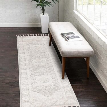 Килим City Carpet Runner Boho Cream 80x300 см - Орнаменти, Бордюр, 3D Ефект, Сизаль, Бахрома