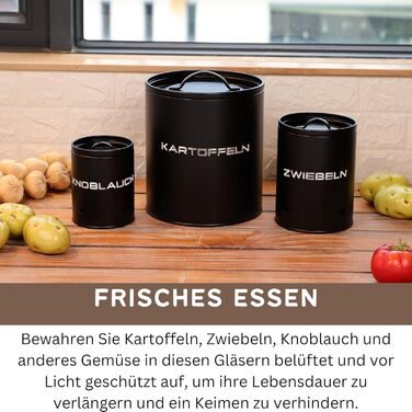 Коробки для зберігання картоплі, цибулі та часнику (набір 3 шт.) - Коробки для овочів з вентиляційними отворами, матовий чорний
