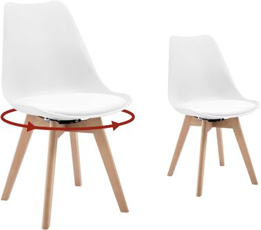 Стільці для їдальні WOLTU, набір 2 шт, з обертанням, з масиву дерева та штучної шкіри, до 100 кг, сучасний дизайн