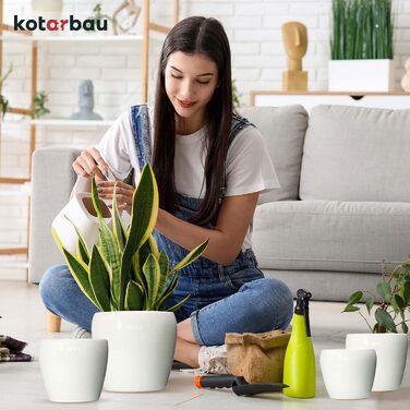 Набір горщиків для квітів KOTARBAU® 2 шт. діаметром 15 см, висотою 15 см, глазурована кераміка, білий