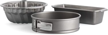 Набір форм для випічки KitchenAid з алюмінізованої сталі, 20см та 24см, антипригарне покриття без PFAS, для духовки, придатні для миття в посудомийній машині, сірий (3 шт.)