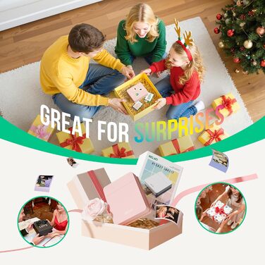 Портативний міні-фотопринтер Nelko PP01: кольоровий, для смартфонів iOS & Android, з 20 фотопапером, наклейки, рожевий