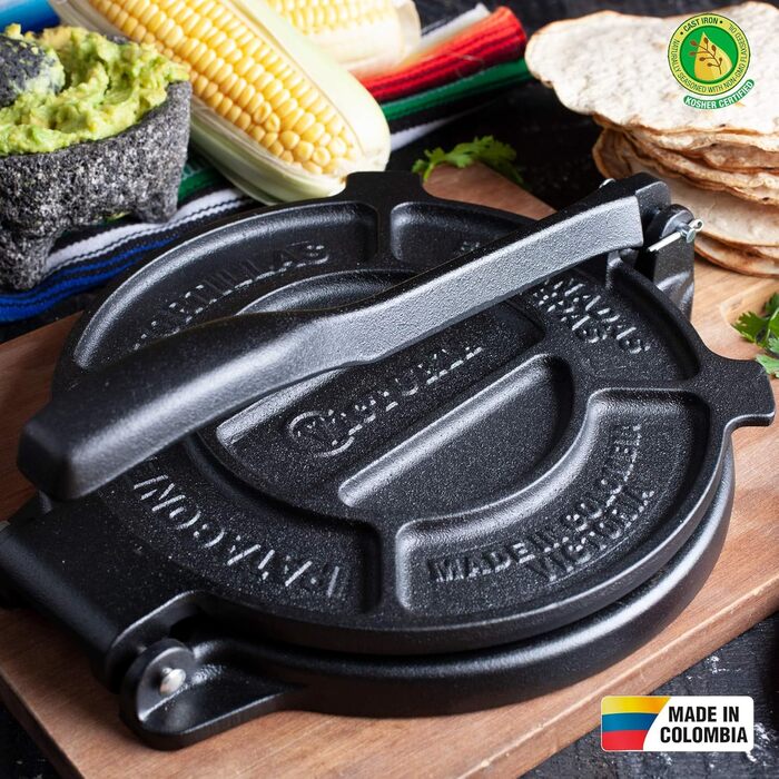 Прес для тортилій Victoria, чавун, 20 см: для тако, арепа, кесаділья, емпанада, патакон