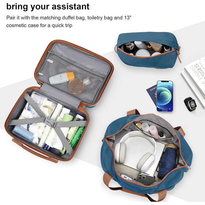 Набір дорожніх валіз Joyway 6 предметів, жорстка оболонка, з косметичкою, 4 колесами та TSA-замком, білий (комплект з валізою та сумкою)