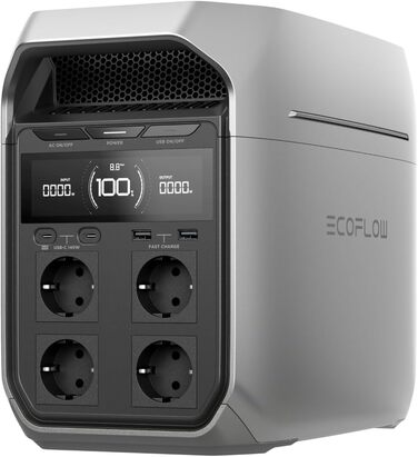EcoFlow Delta 3 Plus: Портативна електростанція 1024 Wh, LiFePO4, 1800W (3600W пік), Сонячний генератор для дому, кемпінгу та надзвичайних ситуацій
