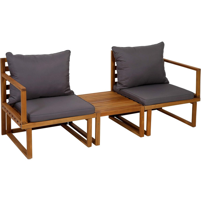 Садовий набір меблів Greemotion Dijon з акації FSC 100% - стіл та 2 стільці з подушками для балкона/саду