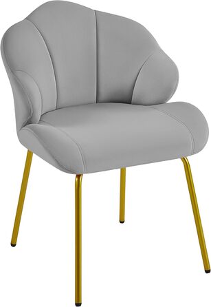 Крісло Yaheetech у формі мушлі, сучасне крісло-вушко, м'яке крісло з металевими ніжками, поліестер, для вітальні/туалетного столика/спальні, комплект, білий/світло-сірий