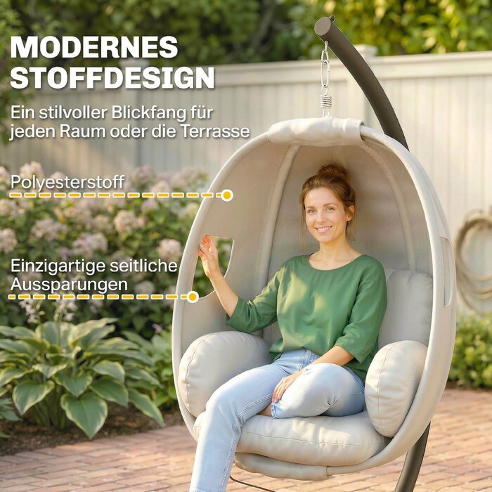 Підвісне крісло з каркасом, складане. Комфортний гамак з товстими подушками, регульованою висотою та ременем безпеки (до 120 кг)