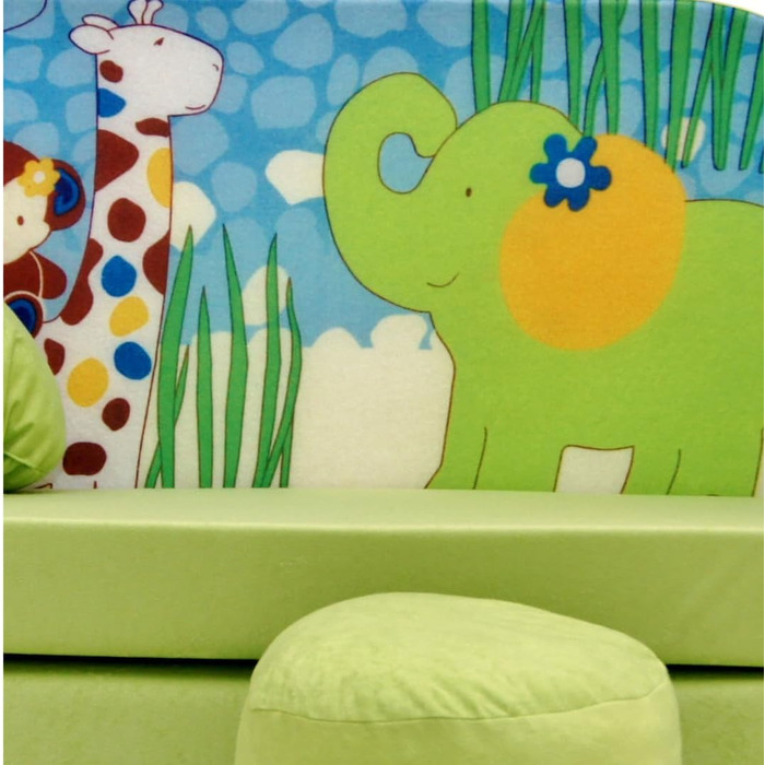 Дитяче розкладне диван-ліжко 3в1 All4All Kindersofa для дітей. Комфортний диванчик з функцією ліжка, різні кольори та малюнки. (AX2) (Зелений/Блакитний)