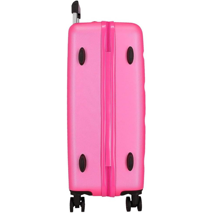 Чохол-валіза Roll Road Flex з ABS-пластику, кодований замок, 4 колеса, ручна поклажа, практичний інтер'єр, набір 2 шт., рожевий