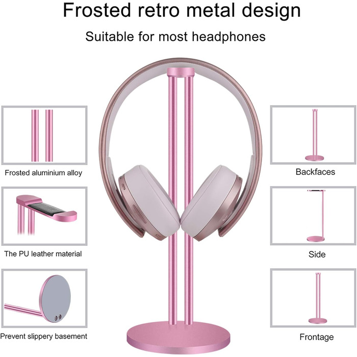 Підставка для навушників Geekria для Sony, ATH, AKG, Bose QC, тримач для навушників, рожеве золото