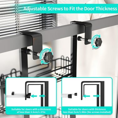 Підвісна полиця для душу HapiRm, регульована, 5 кошики, без свердління, з мильницею і гачками, для скляних та ванних дверей, чорна