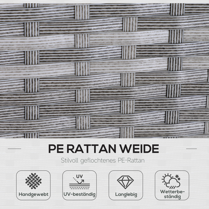 Набір садово-патіо меблів на 5 місць, ротанговий комплект з пуфами, металевий каркас, сірий колір, розміри 142 x 60 x 75 см
