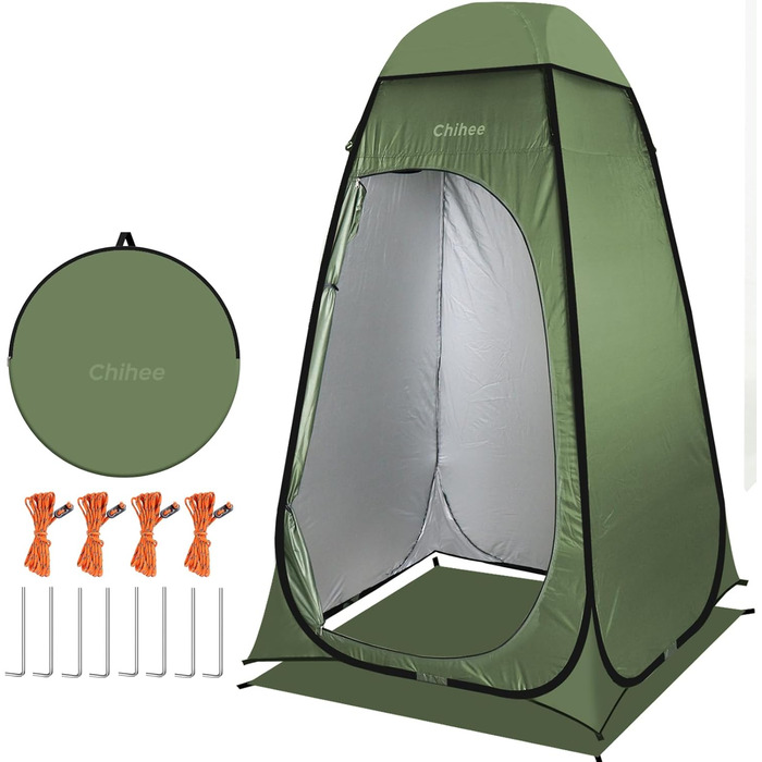 Зручне намет-роздягальня для кемпінгу та відпочинку на природі Chihee - розкладний туалет/душ, армійного кольору