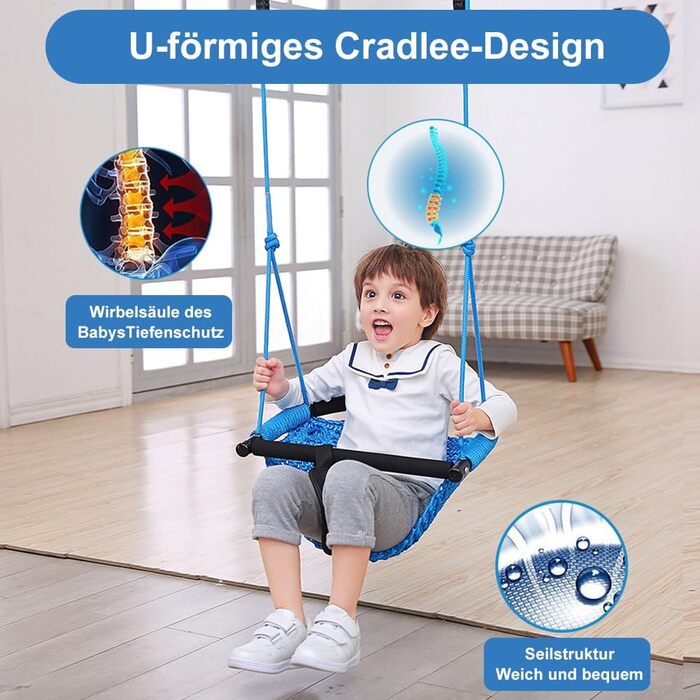 Дитяча гойдалка-трансформер 2-в-1 Nets Tribe для дому та саду (зелений/блакитний)