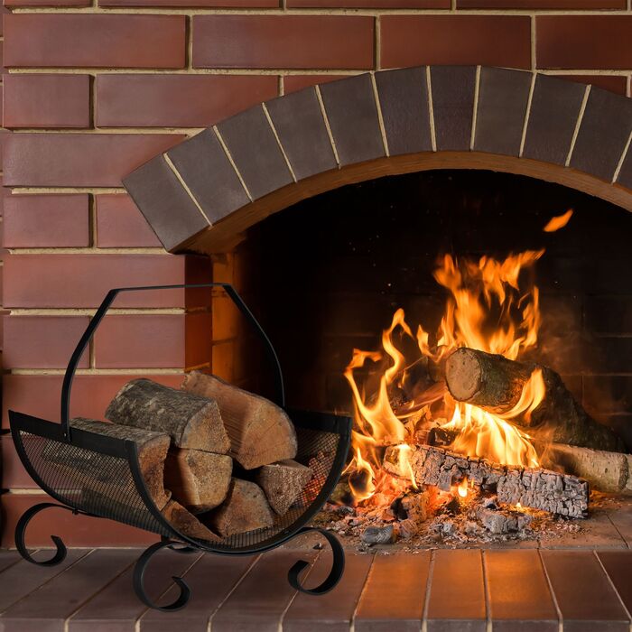 Кошик для дров Relaxdays, чорний