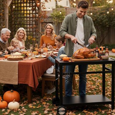 Royal Gourmet Grillwagen: Робочий стіл-гриль для барбекю на вулиці, 85x50 см, чорний