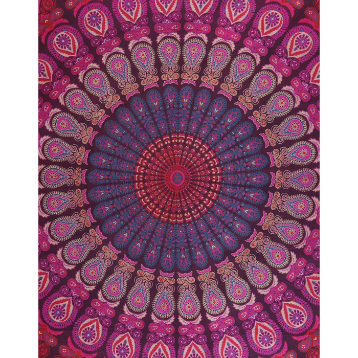 Гобелен RAJRANG психоделічний в стилі бохо 274x228 см пурпурно-рожевий