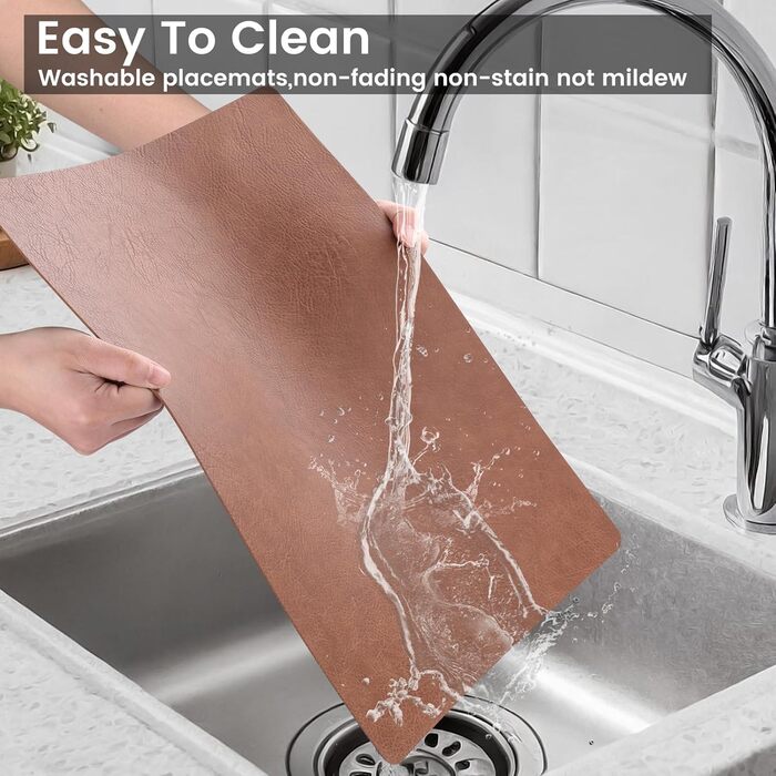 Набір підставок під гаряче YIHELU, 6 шт., штучна шкіра, зелений м'ятний/кремовий, миючіся, антиковзні