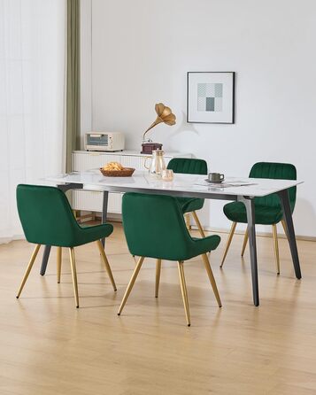 Набір з 2 стільців Lestarain для їдальні, вітальні, кухні. Ретро стільці з м'яким сидінням з оксамиту та металевими ніжками, до 150 кг, темно-зелений оксамит