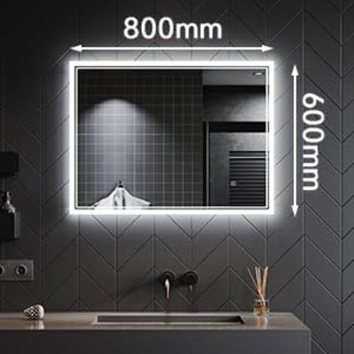 Дзеркало для ванної кімнати SONNI LED з підсвічуванням 80x60 см, біле