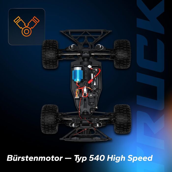 Overmax Hooligan RC 1:10 - Повнопривідний радіокерований автомобіль 35 км/год, 100 м, 2x1800 mAh, IPX5, LED, Металевий привід