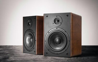 Дюймовий HiFi книжковий поличний динамік, 60 Вт RMS, 2-смуговий, коричневий вигляд під дерево, 365 BN 6,5-