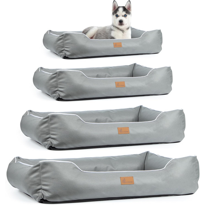 Лежак для собак Happy Shephie - максимальний комфорт для дуже великих собак - міцні краї, неслизьке дно та двостороння подушка для кошика для собак, що миється - 110 x 75 x 25 см (L, сірий)