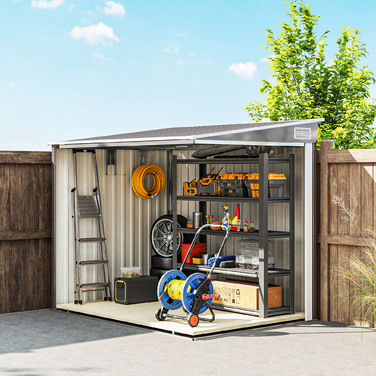 Гаражний бокс Outsunny з металу, 2,81 м², 154x206,5x181 см. Сховище для інструментів з похилим дахом та фундаментом.