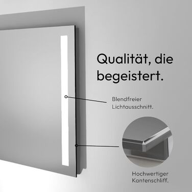 Дзеркало для ванної кімнати Talos Light LED 80x60 см з підсвічуванням, нейтральним білим світлом та алюмінієвою рамою