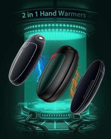 Електричні грілки для рук VTHW 2 шт. - USB, 20 годин тепла, 3 рівні температури, для спорту та артриту (зелені)