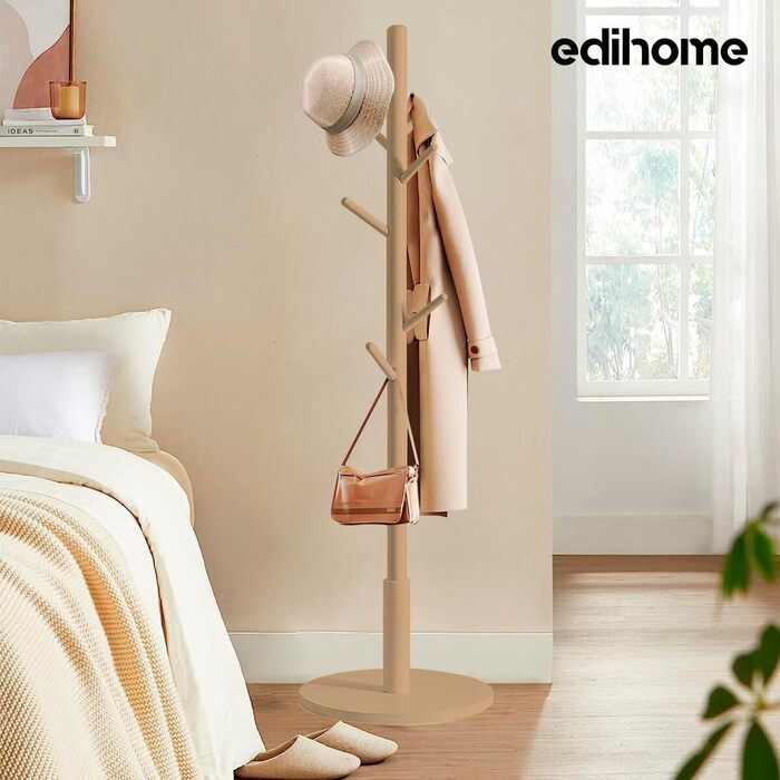 Дерев'яний вішак для одягу Edihome з 8 гачками, 172 x 38 x 38 см, для прихожей, коридору або спальні