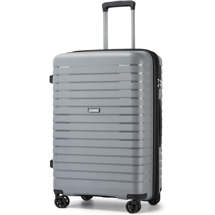 Чемодан KONO середнього розміру з жорстким корпусом, PP, з 4 колесами, розширюваний, легкий, з тримачем для напоїв та TSA замком (зелений, L)
