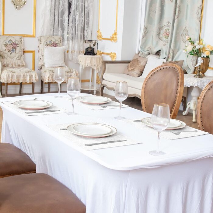 Тканинні серветки на стіл Rinpon, 8 шт., льон, для кухні, машинного прання, термостійкі, без складок, товстий поліестер, білі