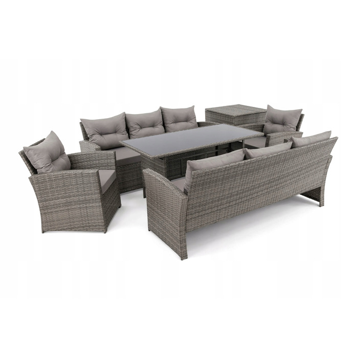 Комплект садових меблів із техноротанга EMWOmeble, сірий, 6 предметів