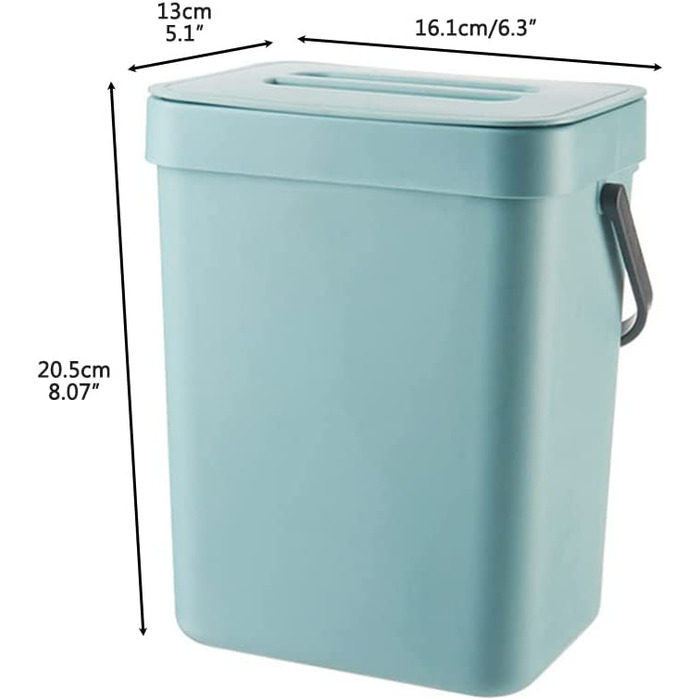 Органічне відро для компосту Boxwizard відро для компосту для кухні невеликий контейнер для компосту 3 л кухонний контейнер для відходів побутової навісний контейнер з кришкою Компостер для сміття у ванну / спальню інтер'єр сірий синій 3 л 16.1*13*20.5 см