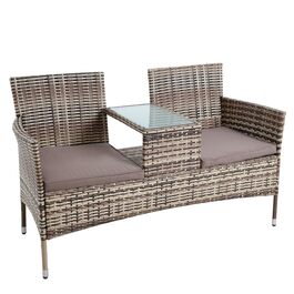 Садові меблі ESTEXO з ротангу: Лавка-диван 2-місна, комплект для саду та балкону, бежево-коричневий
