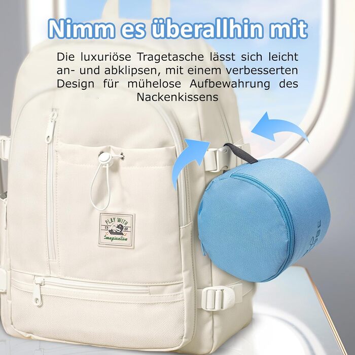 Подушка для шиї Proglobe для подорожей (літак, авто, поїзд) з memory foam, 3D-маска для сну, сітка, блакитна