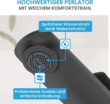 Чорний матовий змішувач для умивальника Bächlein Aldeya - набір для монтажу, сучасний дизайн