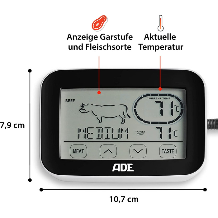 Бездротовий термометр для гриля ADE BBQ з сенсорним дисплеєм