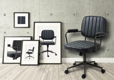 Ергономічне крісло для офісу CLP Natrona I з регулюванням висоти, поворотне на 360°, з функцією гойдання, з м'яким сидінням та легкопрохідними роликами, колір: античний чорний