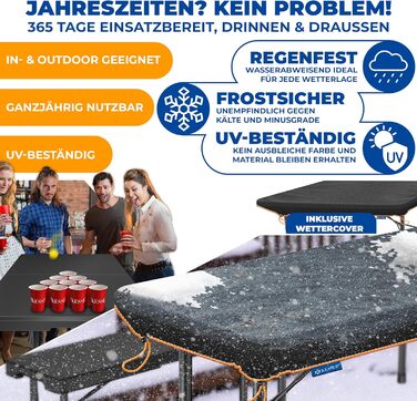 Стол KESSER® для пікніка, кемпінгу та саду, розкладний, 183x76 см, на 6 осіб, з чохлом та ручкою, антрацит