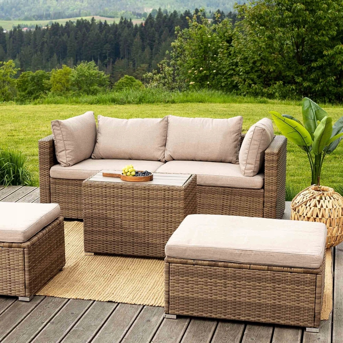 Комплект садових меблів di Volio Alzano DV-076GF, техноротанг, бежевий, 5 предметів
