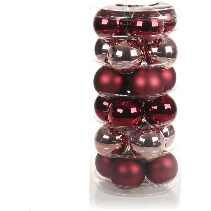 Різдвяні кулі com-four 24x, ялинкові кулі зі справжнього скла для Різдва, ялинкові прикраси для ялинки діаметром 6 см (24 шт. - 6 см, ягідний поцілунок)