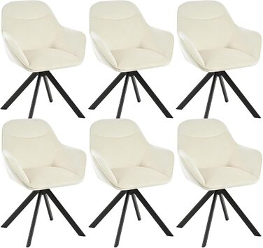 Обідній крісло з підлокітниками для кухні, їдальні, офісу (6 шт., кремово-білий)