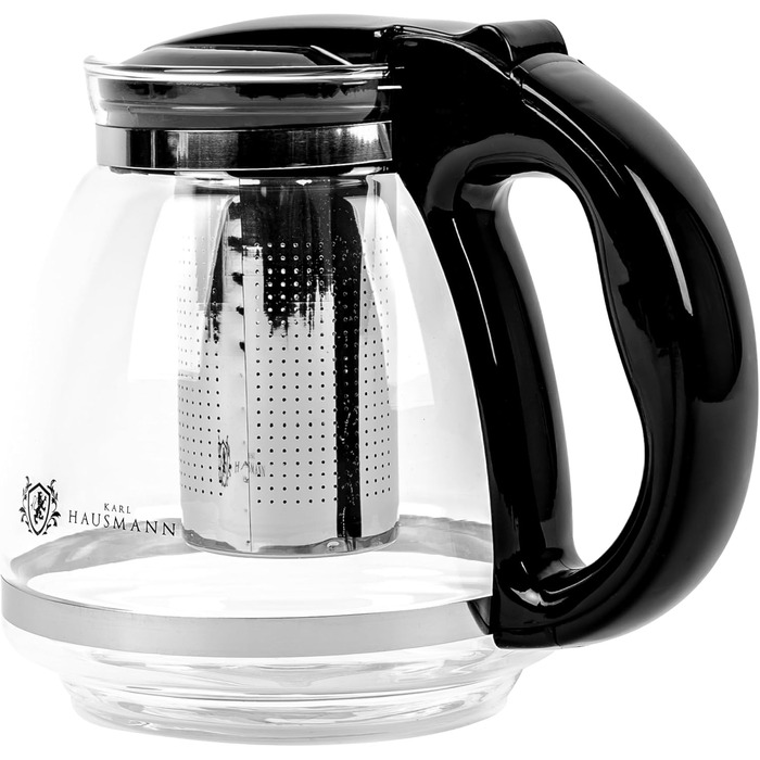 Чайник зі скла Karl Hausmann з ситечком - 2л - Скляний чайник для чаю - Чайник з ситом - Чайник зі скла, ідеальний для поціновувачів чаю - Стильний дизайн, скляний чайник (1.5л)