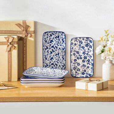 Набір тарілок Vancasso SELENE, 6 шт., прямокутні, 22x13 см, блакитні - для закусок, суші, десертів, фруктів